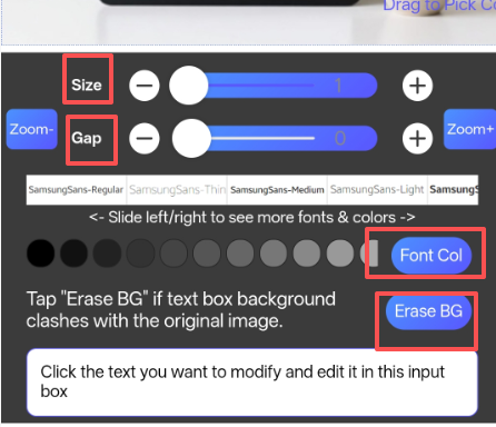 Adjust font type / Restore background color